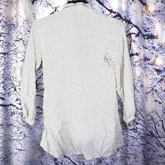 ALPHABET ZIPPER TOP S Fashion Jeans Polka Dot Blouse Sheer Spring Teachercore - Picture 5 of 9